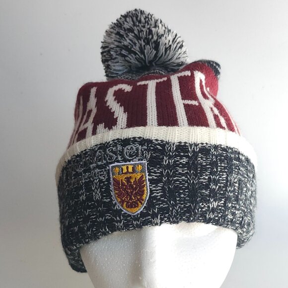 McMaster University Toque Knit Slouchy Beanie Winter Hat Pom Pom Toque - Picture 1 of 6